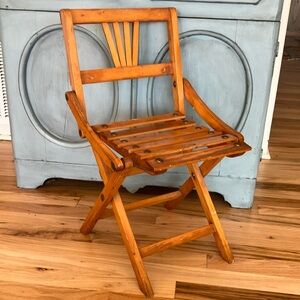 Vintage Child Size Wooden Folding Chair / Plant Stand